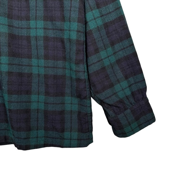 PENDLETON Vintage Virgin Wool Flannel in forest green & black Hunter Plaid - Picture 4 of 9